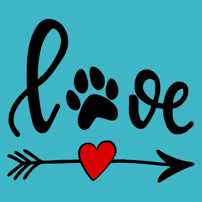 L’amour avec la patte de chien - flèche avec coeur
