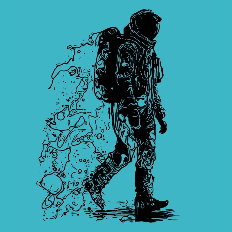 Space astronaut in moonlight dust
