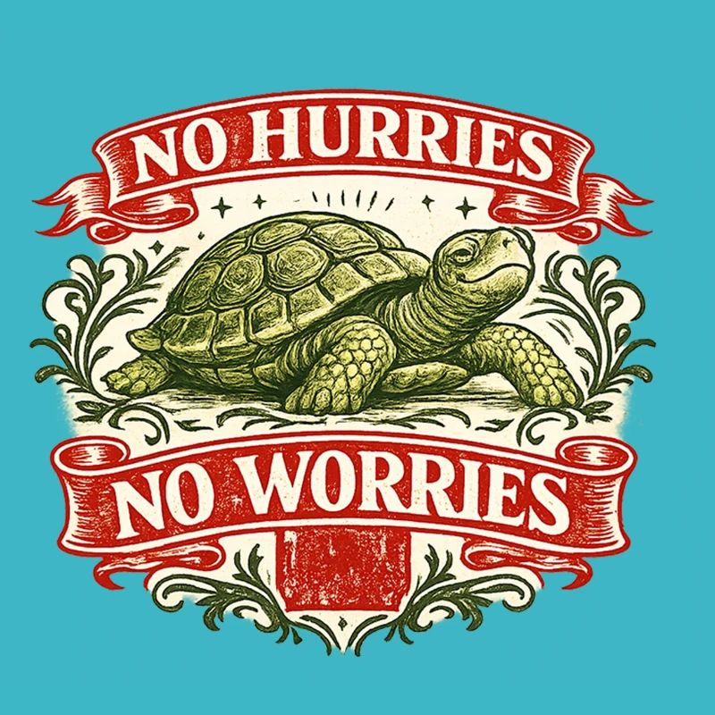 Pas de précipitation, pas de souci, tortue.