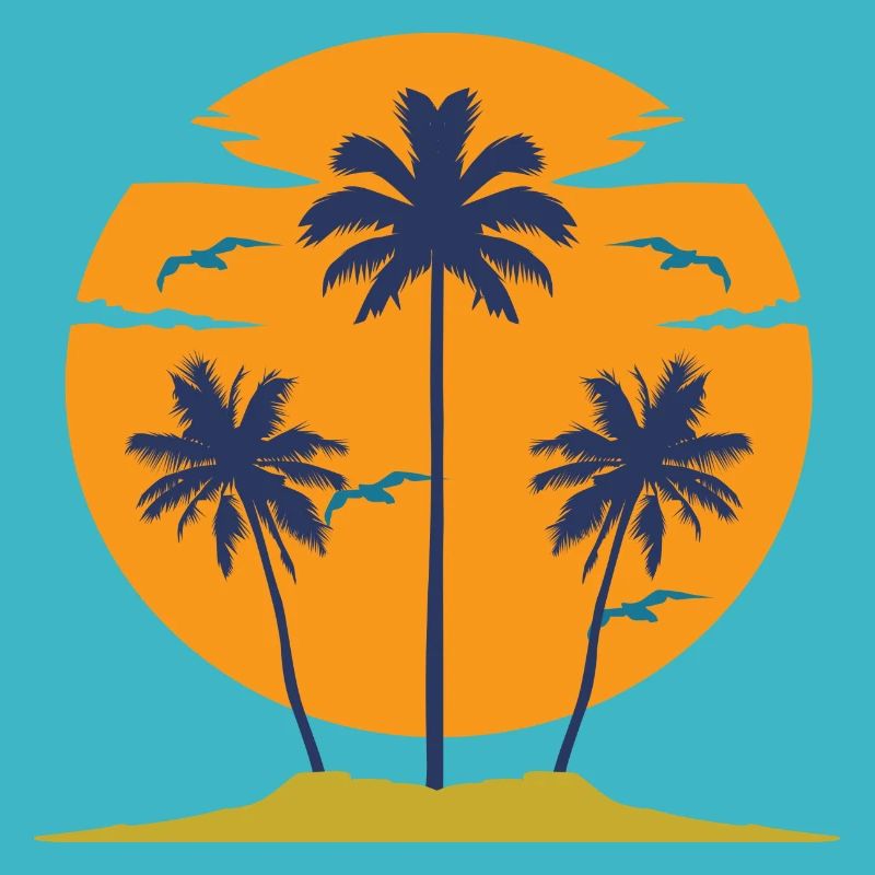 Sunset with palm trees silhouette