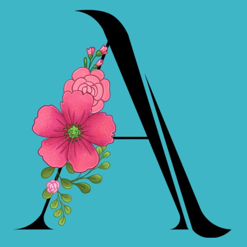 Elégante lettre 'A' avec des fleurs
