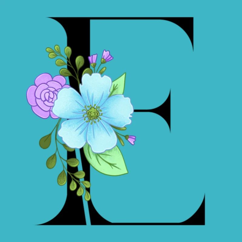 Eleganter Buchstabe 'E' mit Blumen