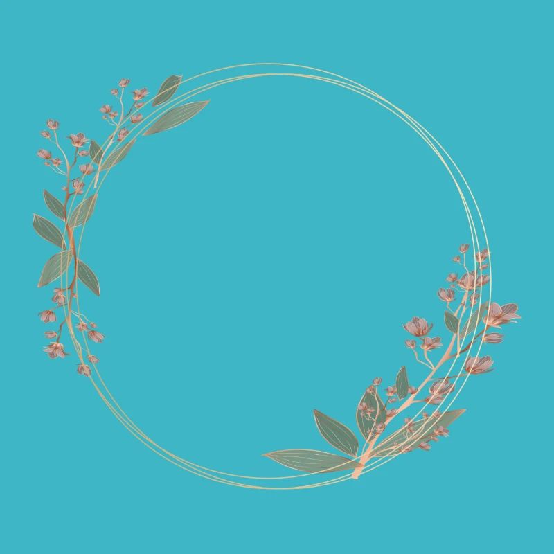 Delicate flower frame in pink and green