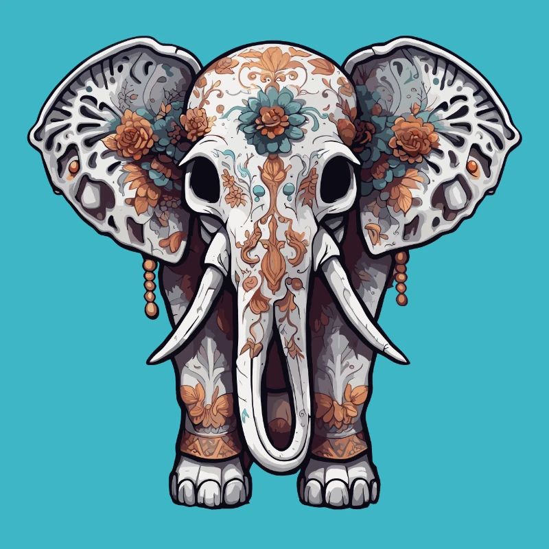 Elephant / Animal / Oriental / Flowers / Pattern