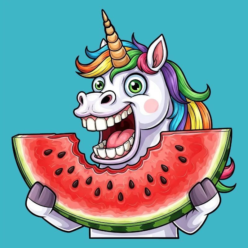 Süßes Einhorn mit Wassermelone Regenbogen Sommer