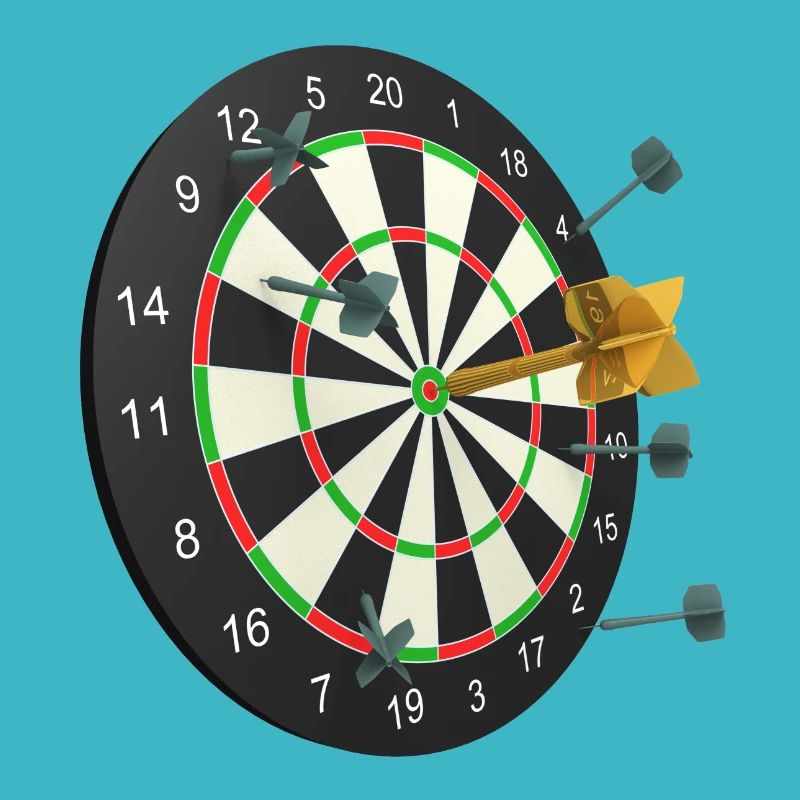 Fléchette dorée au centre d'une cible