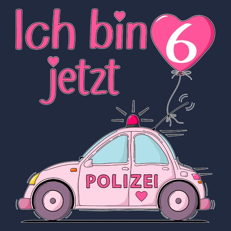 Polizeiauto Ich bin jetzt 6 Geburtstag Rosa