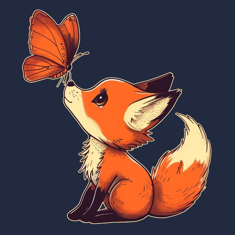 Renard avec papillon