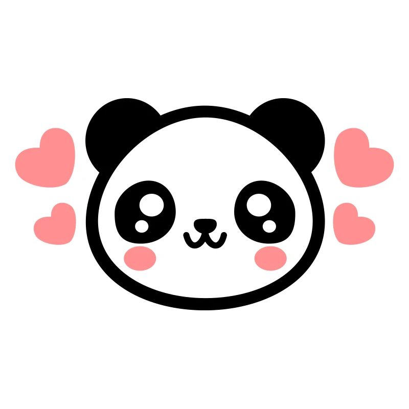 Visage de panda aimant : cœurs adorables