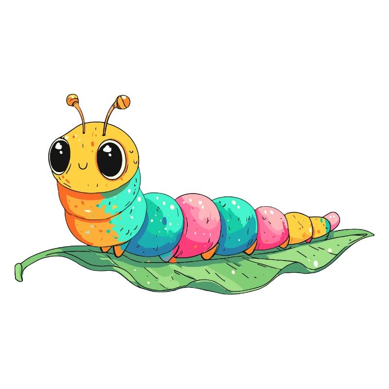 Chenille dessinée colorée sur feuille