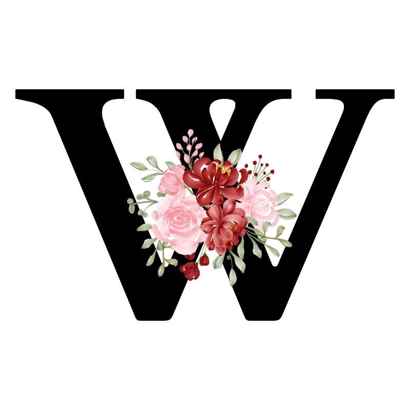 Buchstabe w floral rot
