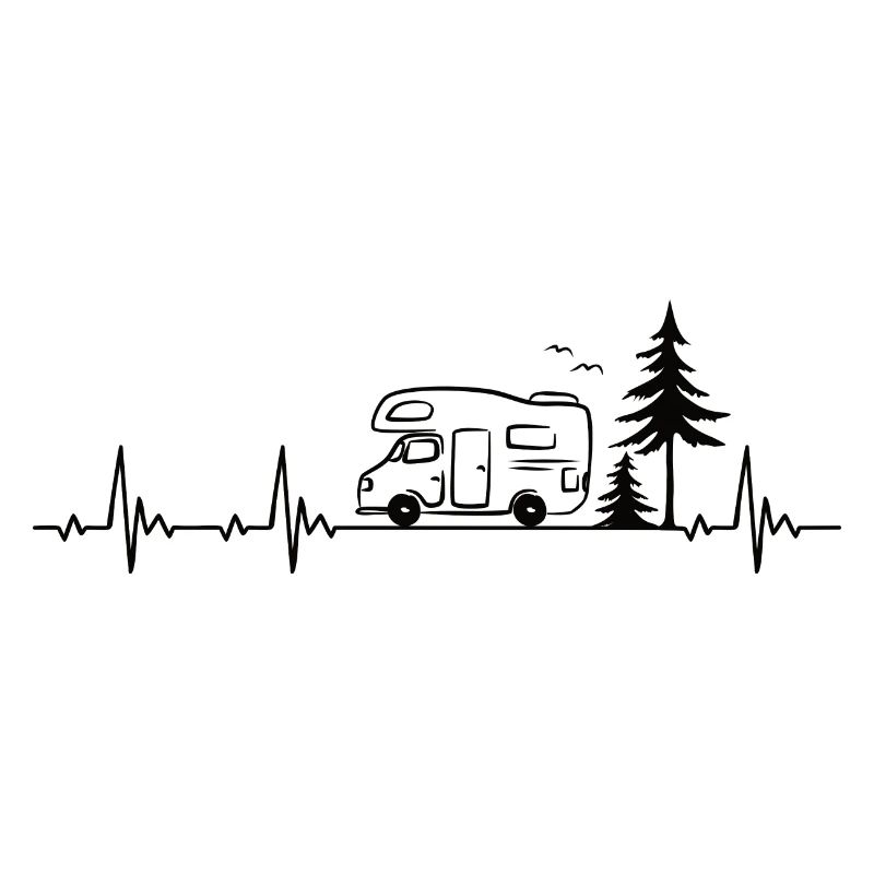 Camper Caravan Forest Camping Lover Heartbeat