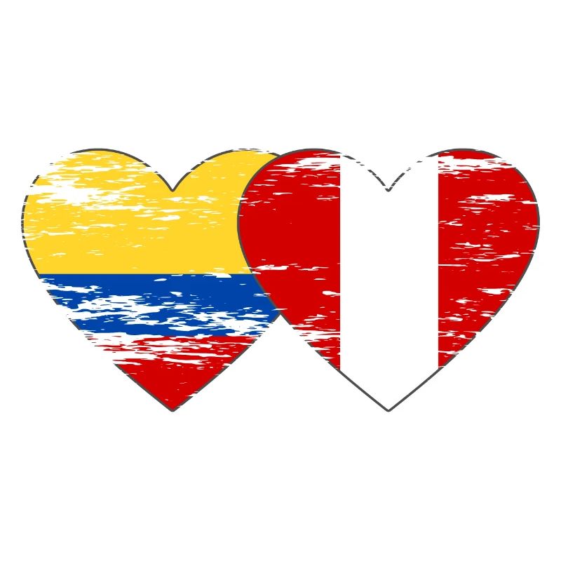 Colombie Pérou Drapeau Coeur Utilisé