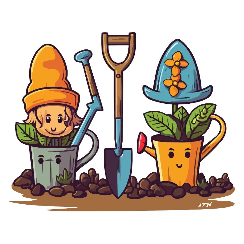 Gartenfreunde: Gnome in Töpfen