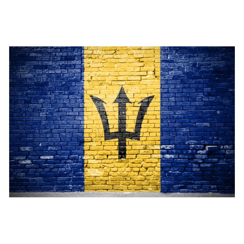Barbados Flag Graffiti on Brick Wall