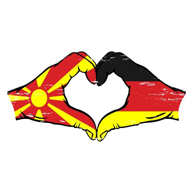 Macédoine, Allemagne, drapeau, mains, forme de coeur utilisé