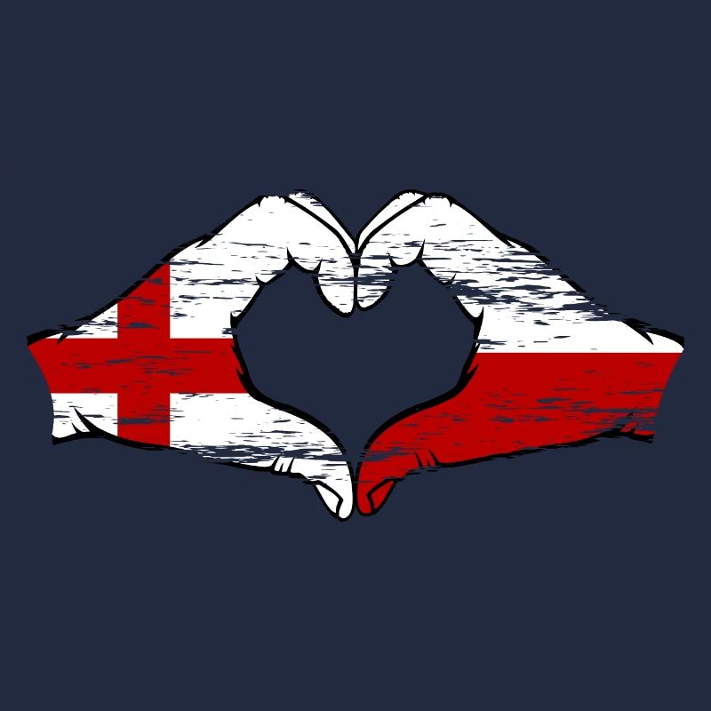 Angleterre Pologne drapeau forme coeur utilisé