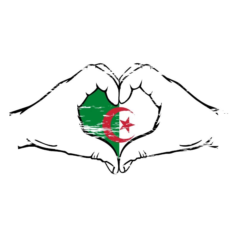 Drapeau de l’Algérie mains forme coeur utilisé