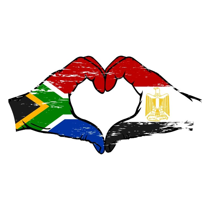 Afrique du Sud Égypte Drapeau Mains Coeur Forme Utilisé