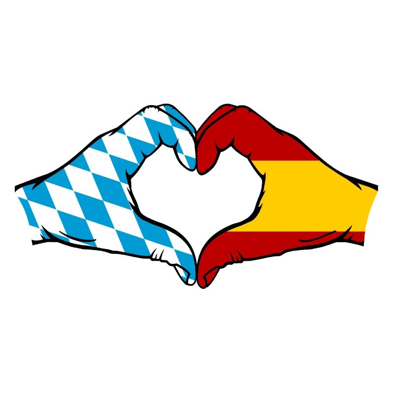 Bavaria Spain Flag Hands Heart Shape