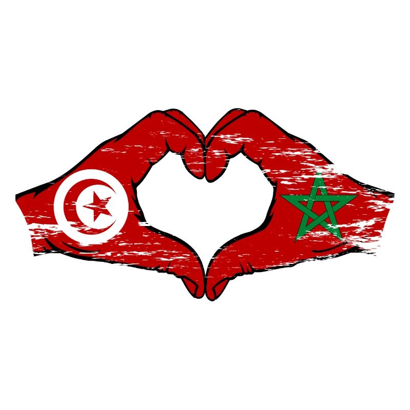 Tunisie Maroc Drapeau Mains Coeur Forme Utilisé