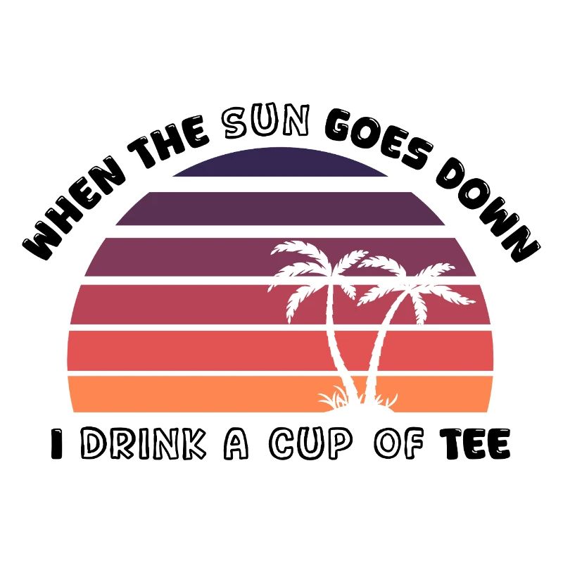Sunset Palm Trees Retro Tee - Design