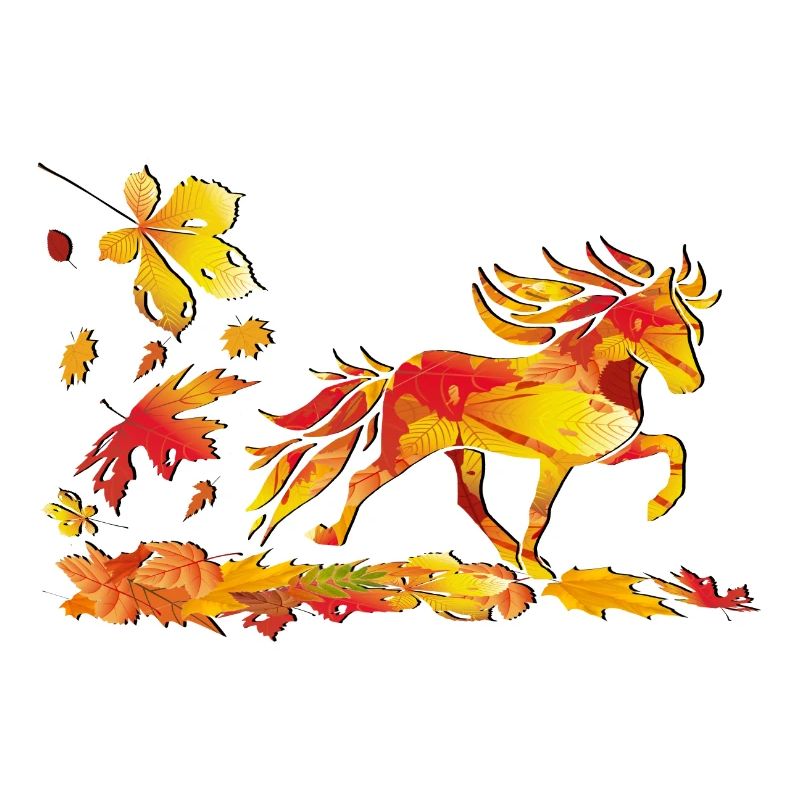 Herbstpferd aus Blattkunst