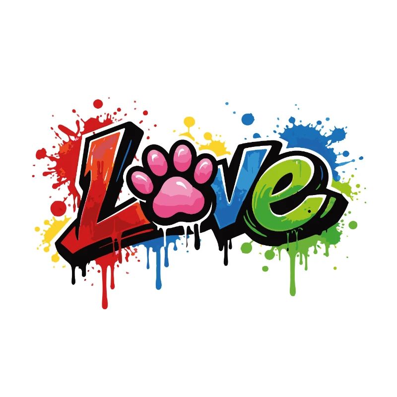 Love – Style graffiti avec patte de chat