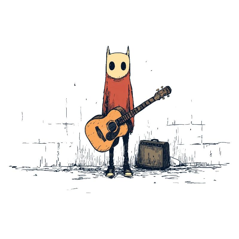 Guitariste fantôme sous les projecteurs