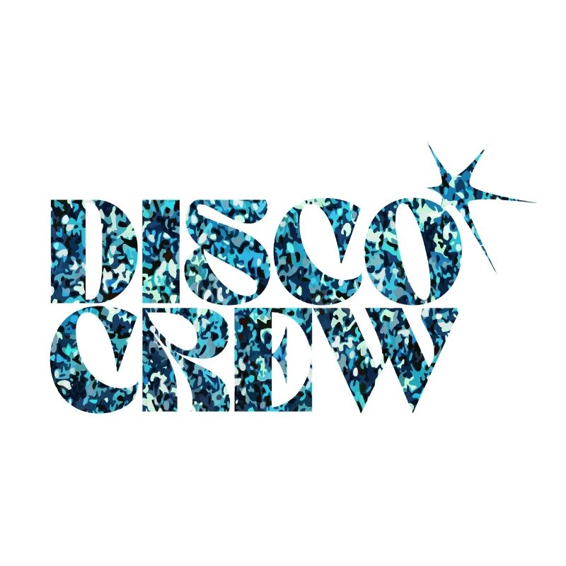 Disco Crew Glitter Blue Typography