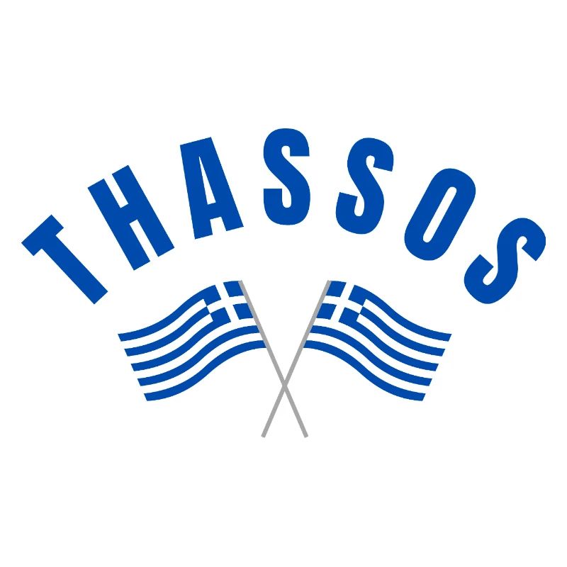 Thassos Drapeaux Grecs Croisés