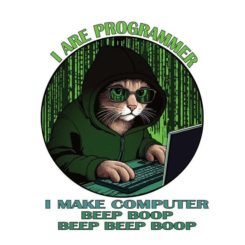 Je suis programmeur, vert, programmateur chat