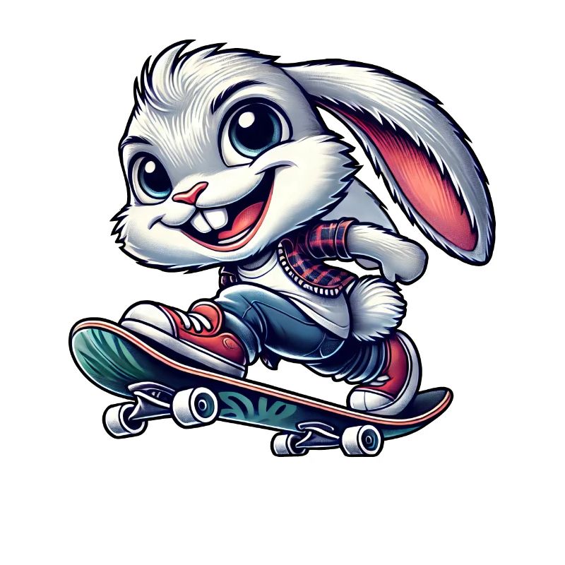 White Rabbit Skateboard Skateboarder Funny