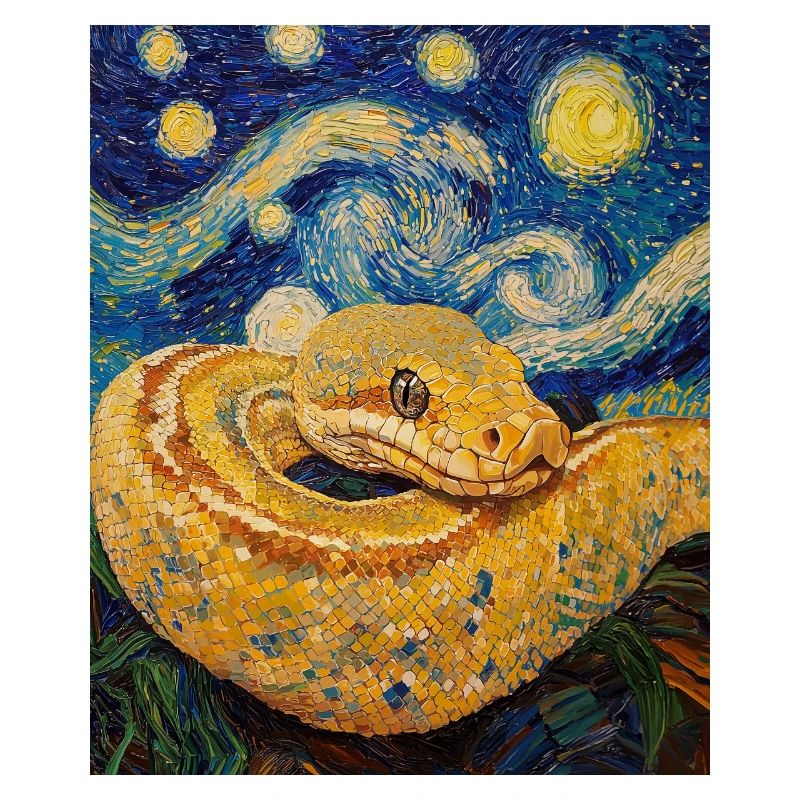 Snake Python Van Gogh Style Starry Night