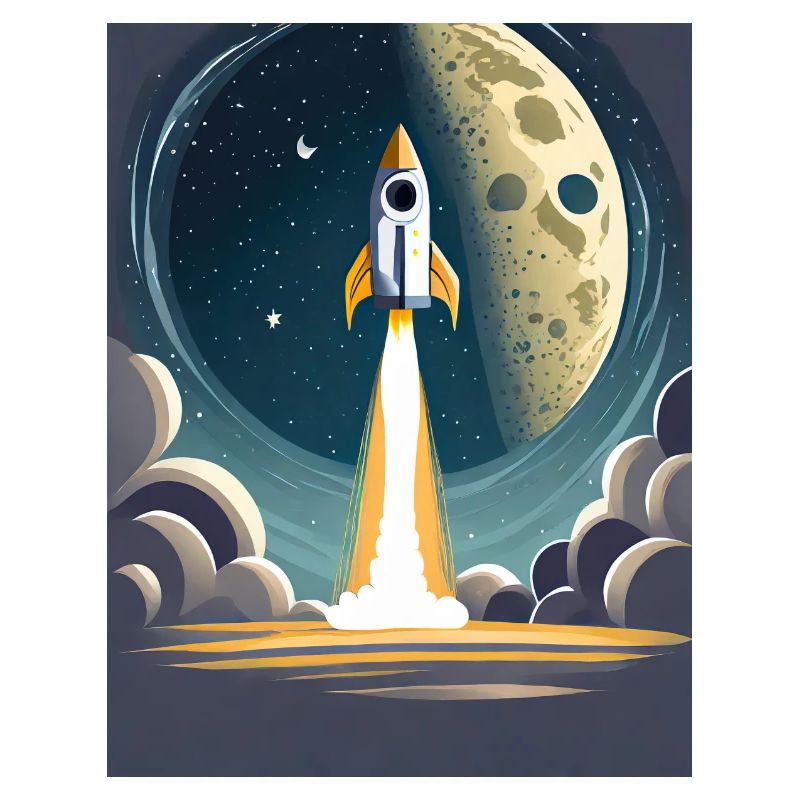 Emmenez-moi sur la lune Démarrage d’une fusée spatiale vintage