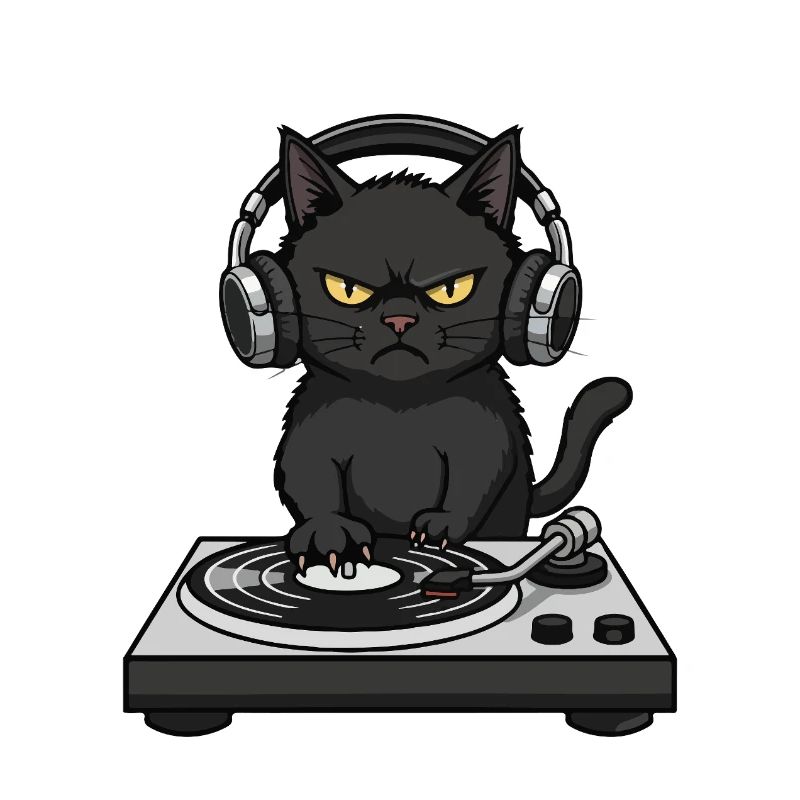 Turntable Cat Chat DJ Vinyle