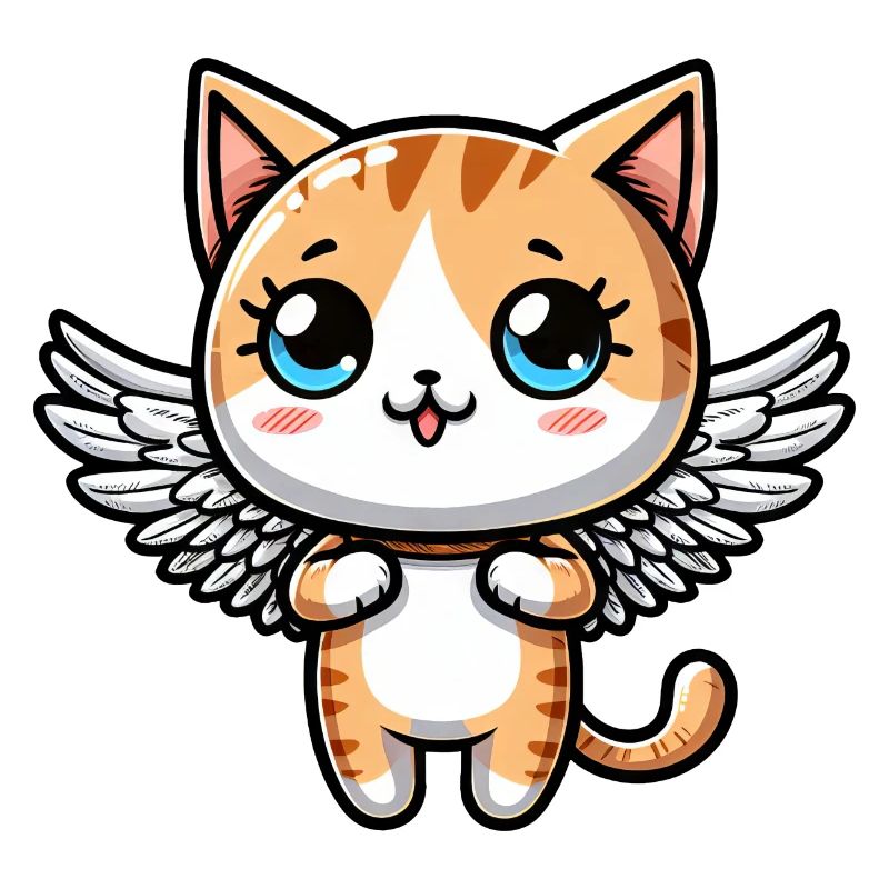 Chat de bande dessinée mignon avec des ailes d’ange