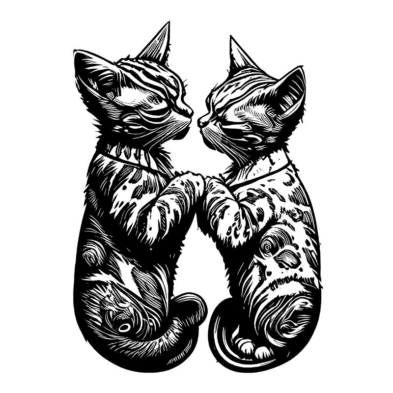 Chats amoureux s’embrassant