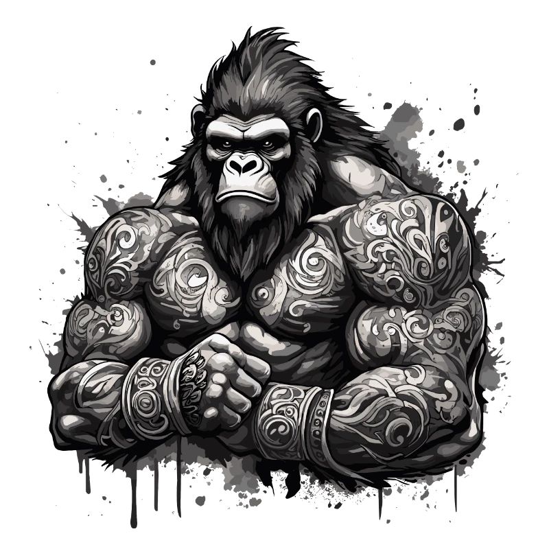 Tattoo / Tier / Kunst / cool / Comic / Gorilla