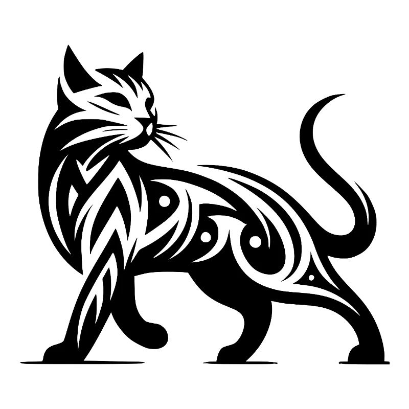 Tatouage de chat tribal dans une élégance élégante