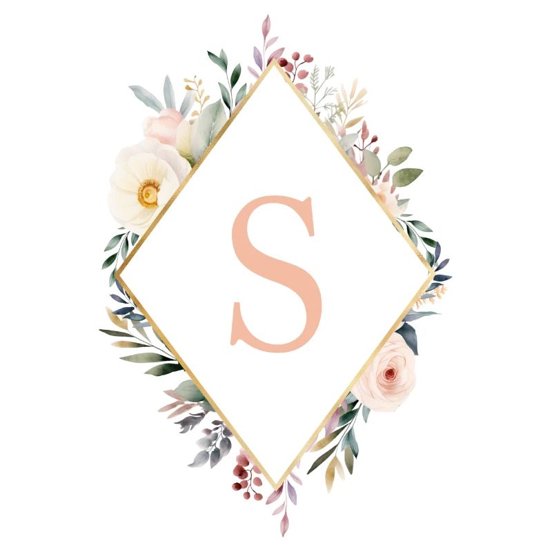 S monogramme, Floral, Boho