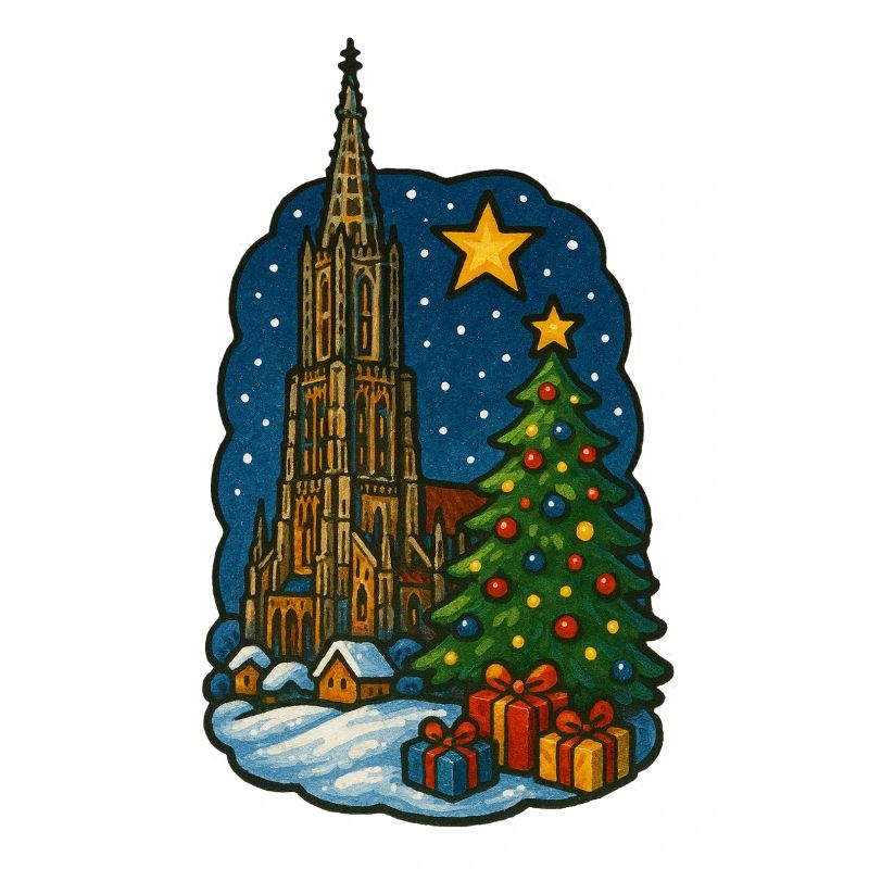 Marché de Noël d’Ulm avec la cathédrale d’Ulm