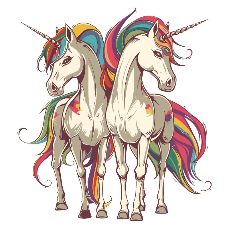 Buntes Einhorn-Duo