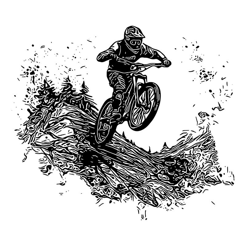 Radfahrer Mountainbiker Berg Abfahrt Sprung