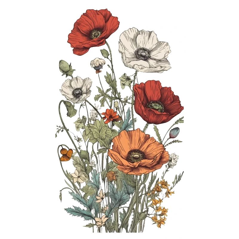 Wunderschönes Boho Mohn Herbarium Bouquet