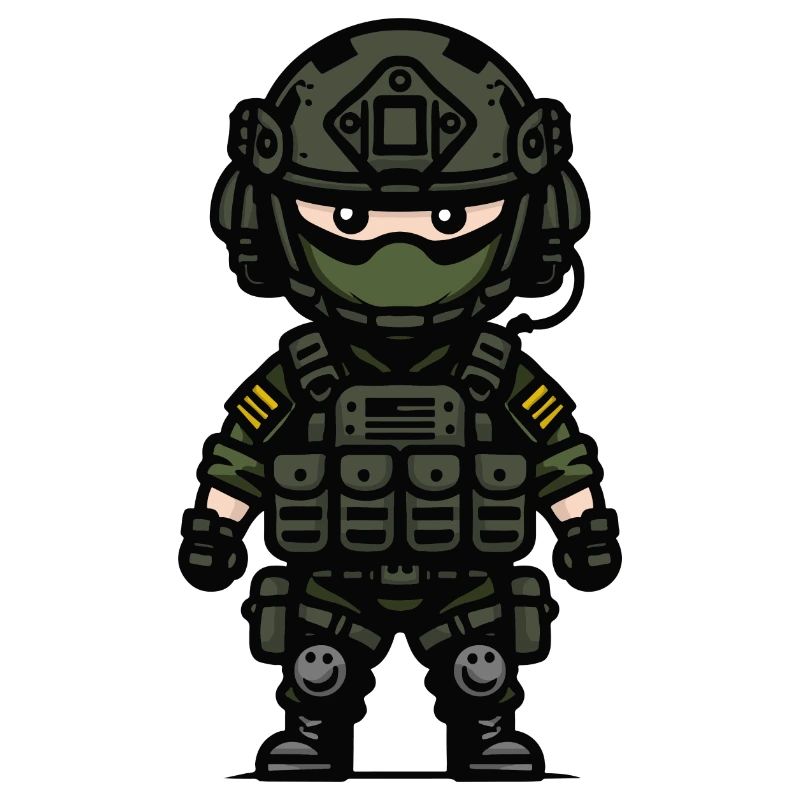 kleiner süsser aufrecht stehender soldat