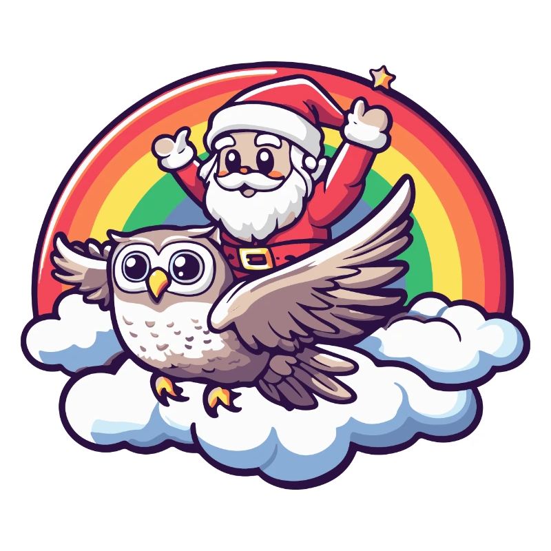 Eule Weihnachtsmann Regenbogen