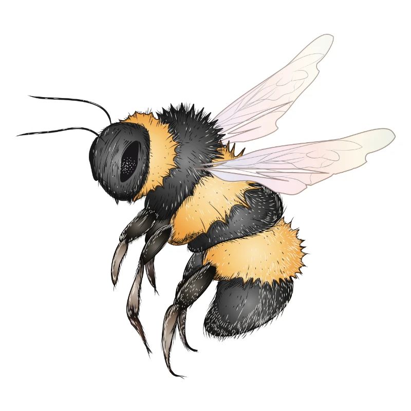 detaillierte Zeichnung einer fliegenden Hummel
