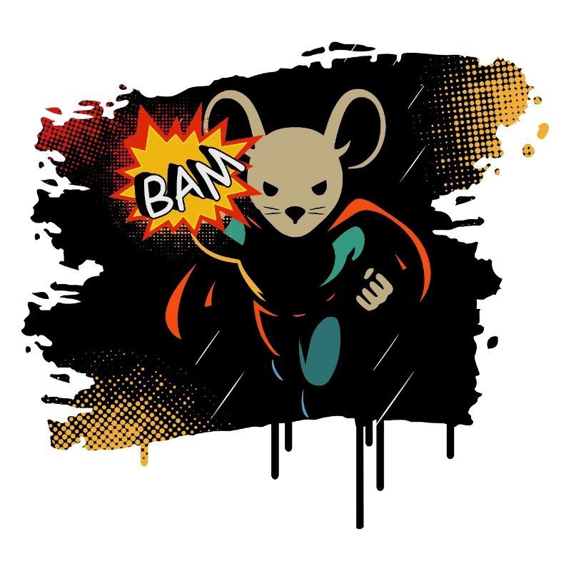 Superhero Mouse BAM Comic Action Cartoon Motif