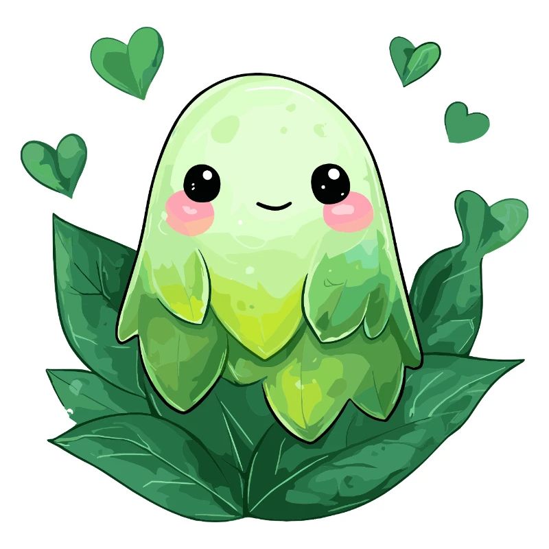 Petite créature feuillue dans des tons de vert